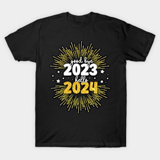 Goodbye 2023 Hello 2024 Merry Christmas Happy New Year 2024 T-Shirt